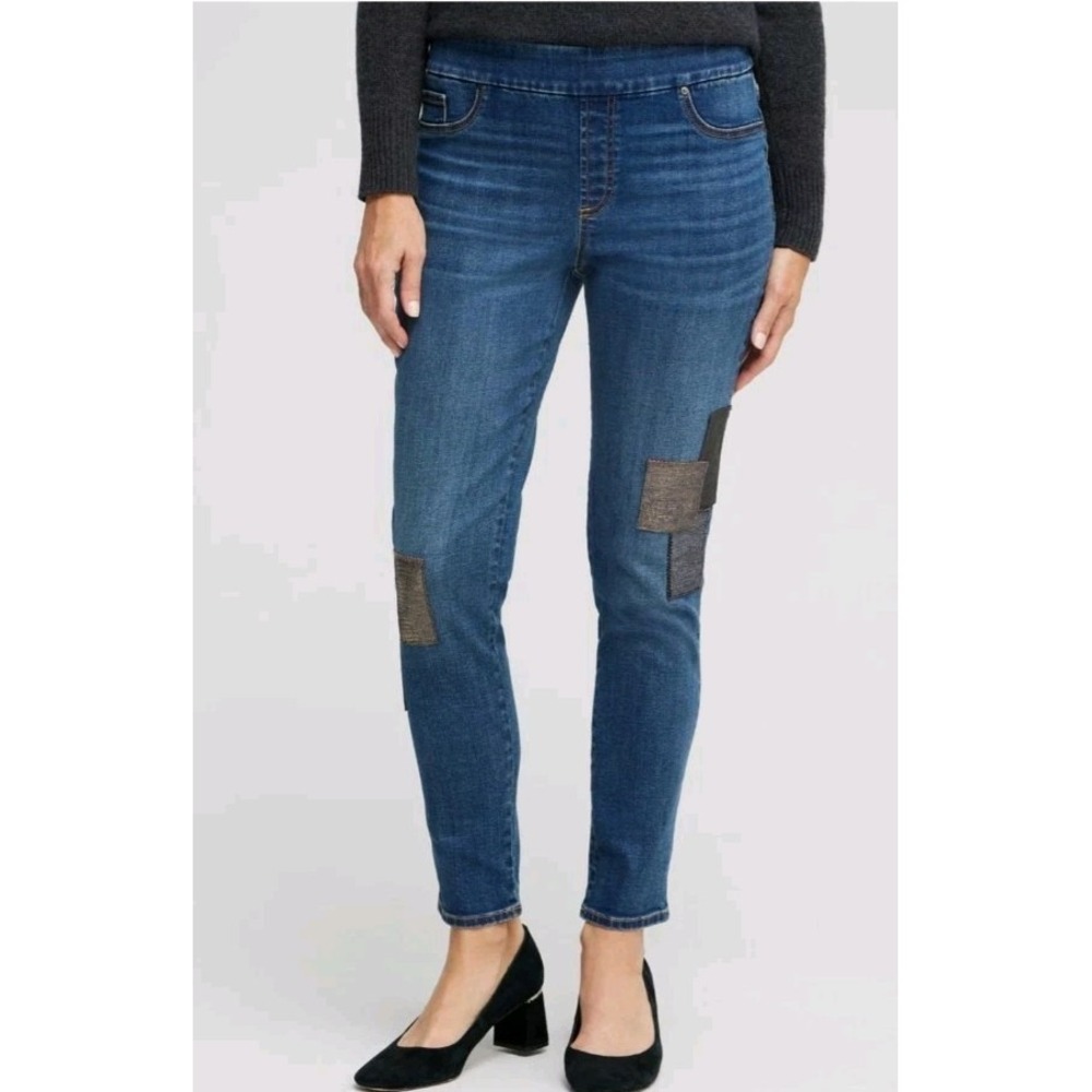 Chico's Women's Patchwork Pull-On Jeggings Ankle Denim Pants Size 6R